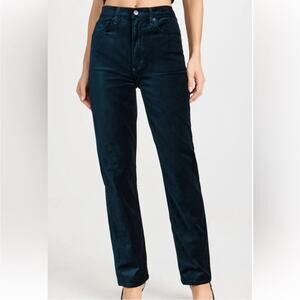 NWT RARE Agolde Black Velvet High Rise Stovepipe Straight Leg Pants Holiday - 27